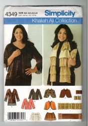 4349 SIMPLICITY EVERYBODY JACKET LENGTHS, CAPELET,  WRAP, SCARF PATTERN 4-16